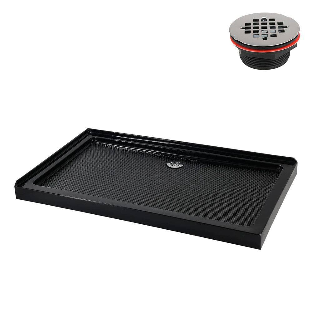 Streamline NT-2354-600-BL 60 in. 30 in. Corner Acrylic Shower Pan Base with Drain, Drain Included (4)