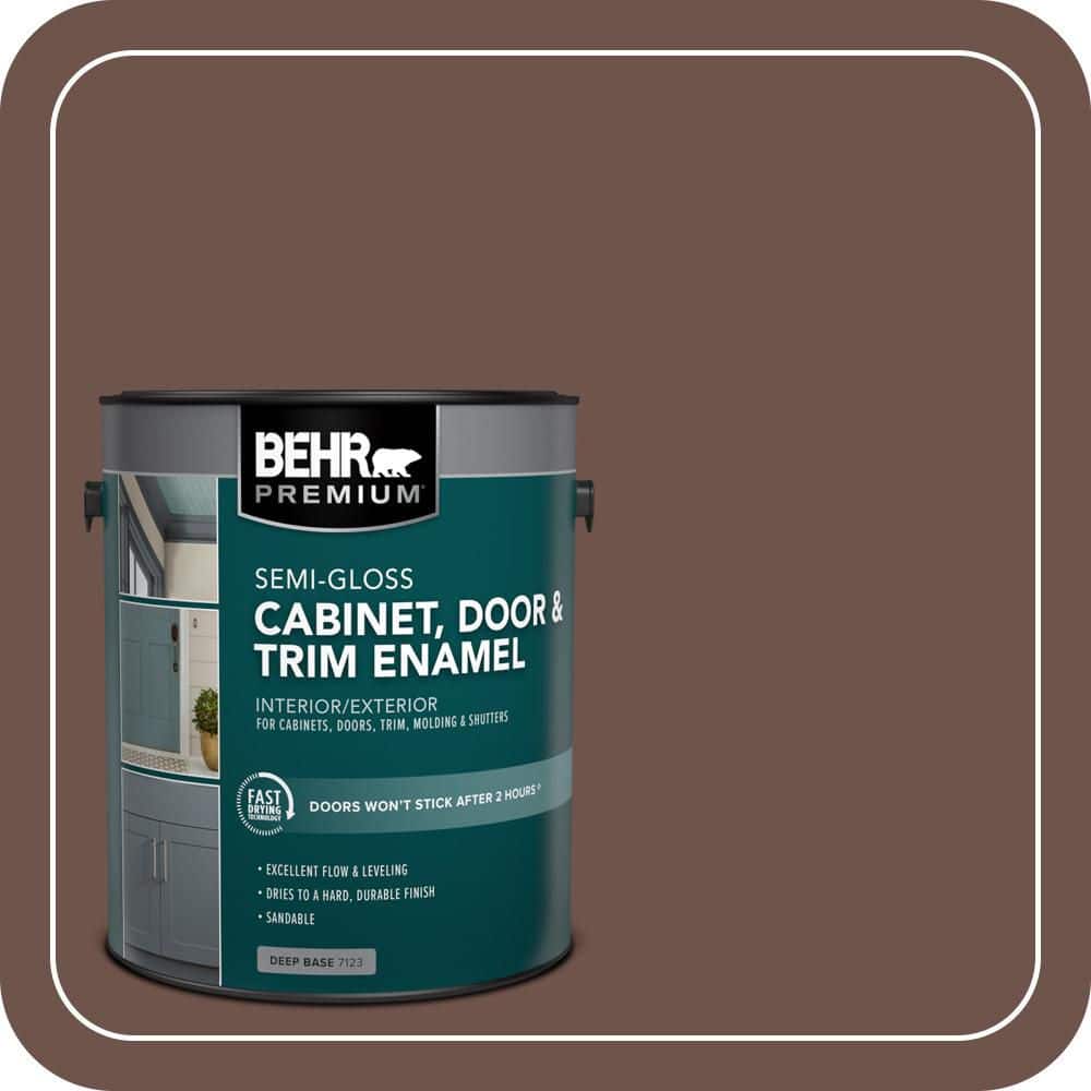 BEHR PREMIUM 1 gal. #N150-6 Coffee Beans Semi-Gloss Enamel Interior/Exterior Cabinet, Door & Trim Paint