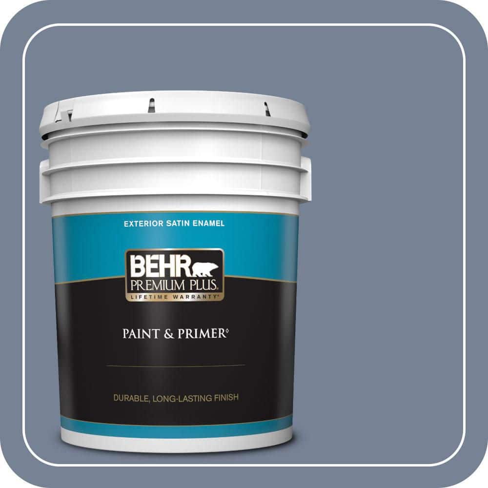 BEHR PREMIUM PLUS 5 gal. #PPU15-07 Tranquil Pond Satin Enamel Exterior Paint & Primer