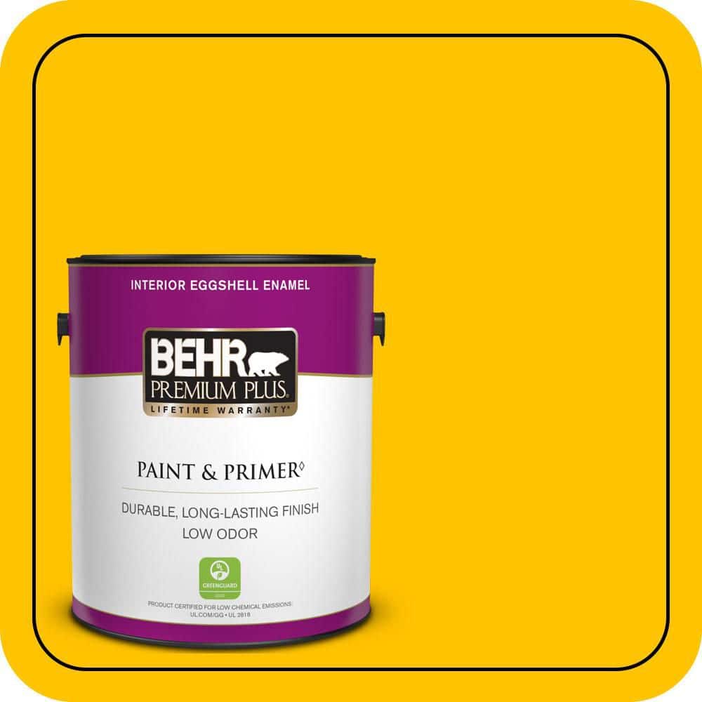 BEHR PREMIUM PLUS 1 gal. #S-G-370 Citrus Splash Eggshell Enamel Low Odor Interior Paint & Primer