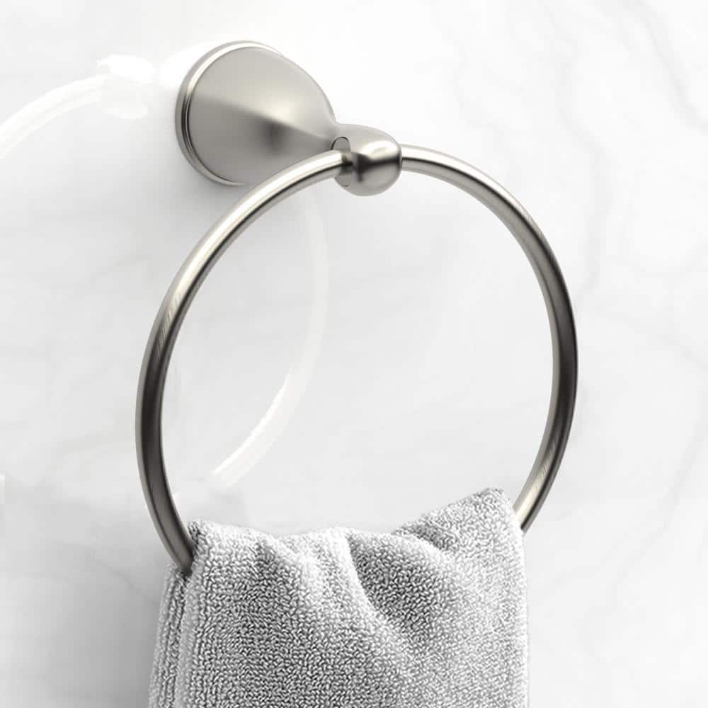 Glacier Bay Builders 3-Piece Bath Hardware Set with Towel Bar TP Holder Towel Ring in Brushed Nickel (4)