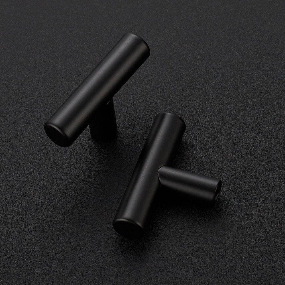 Numhew 30-Pack 2 in. Matte Black Kitchen Cabinet Knobs, Stainless Steel Single Hole T Bar Cabinet Pulls (3)