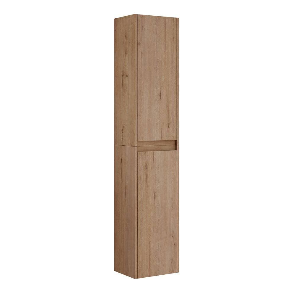 Tenleaf 11.81 in. W x 9.81 in. D x 59.00 in. H Bathroom Storage Wall Cabinet in Imitative Oak with Soft Closing Door (2)