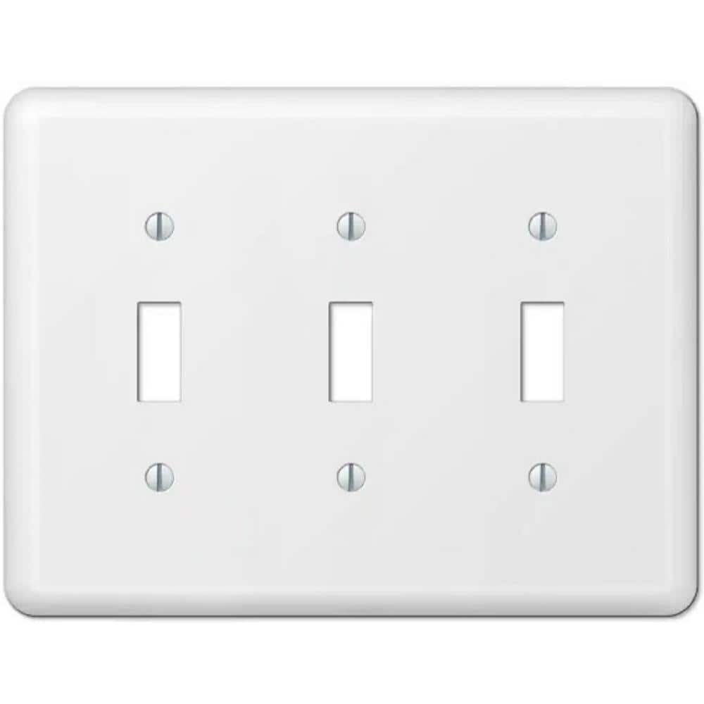 Hampton Bay Declan 3-Gang White Toggle Steel Wall Plate