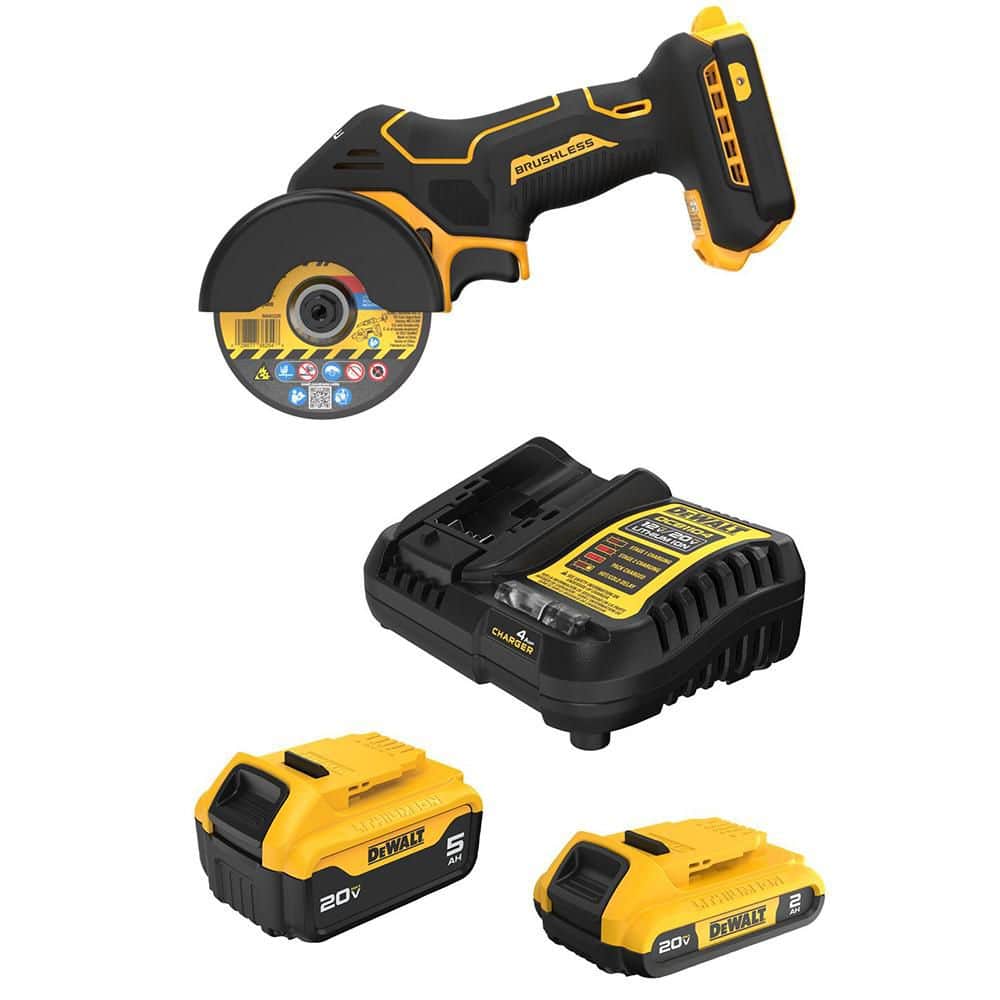 DEWALT 20-Volts XR Lithium-Ion Cordless 3 in. Cut-Off Tool with 20-Volts MAX 5. 0Ah and 2. 0Ah Batteries and Charger