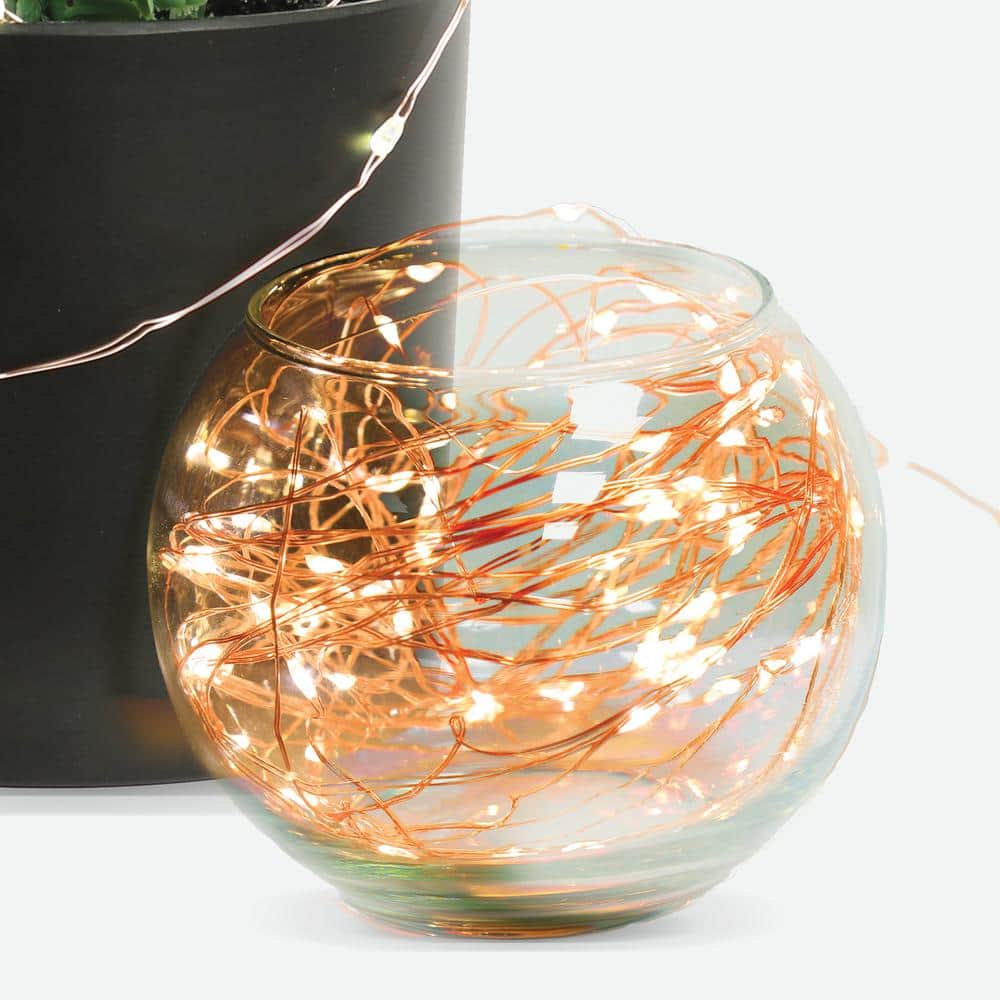 Feit Electric 100 Light 30 ft. Indoor/Outdoor Battery Operated Integrated LED Copper Wire Warm White Fairy String Light w/ Remote (4)