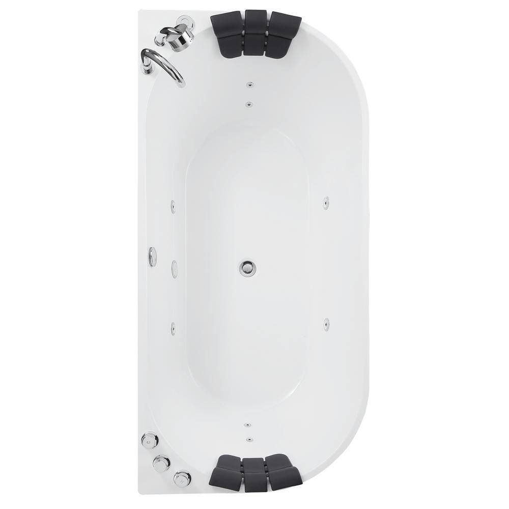 Empava 59 in. Center Drain Acrylic Freestanding Flatbottom Whirlpool Bathtub in White with Faucet - Water Jets (2)
