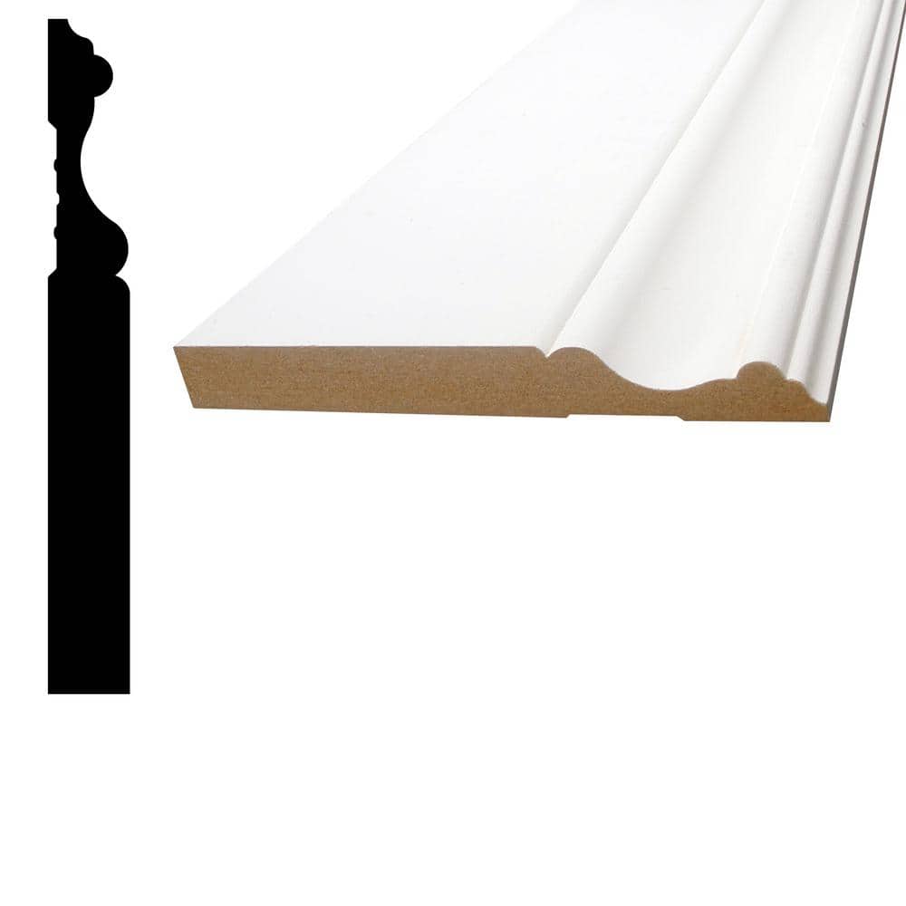 HOUSE OF FARA 9/16 in. D x 5-1/4 in. W x 96 in. L Primed Pine Wood PFJ Baseboard Casing Moulding (1)