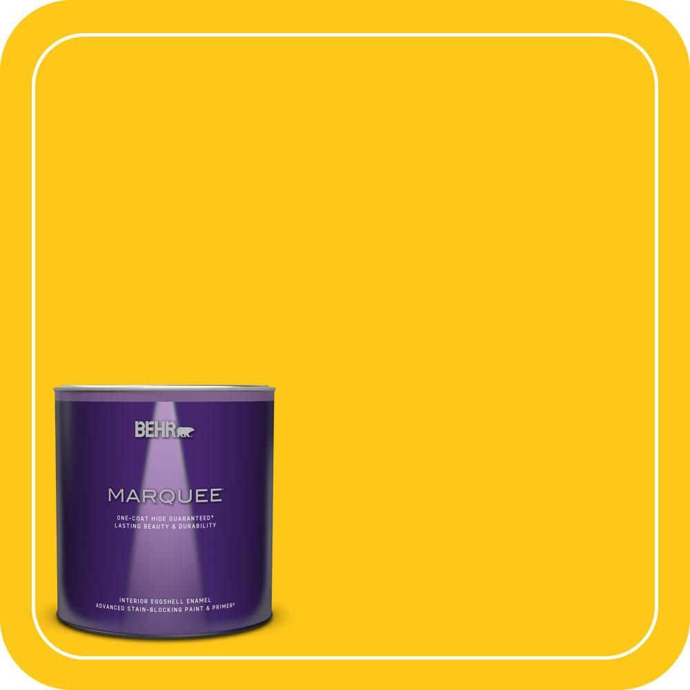 BEHR MARQUEE 1 qt. #P300-7 Unmellow Yellow Eggshell Enamel Interior Paint & Primer