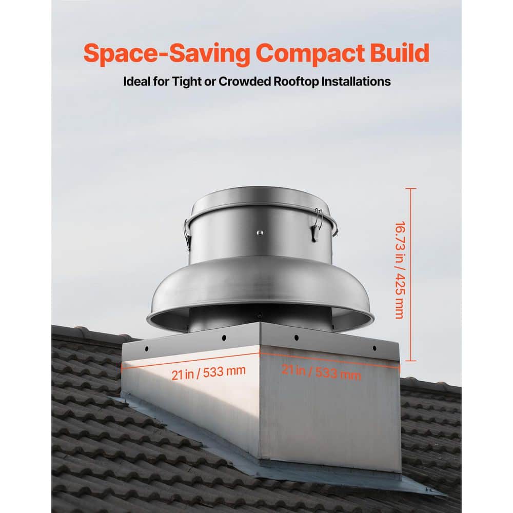 SKYSHALO Roof Exhaust Fan 500/900 CFM Speed Control, Adjustable Airflow, 21 in. Base, Aluminum Alloy Vent Fan for Garage, Silver (2)