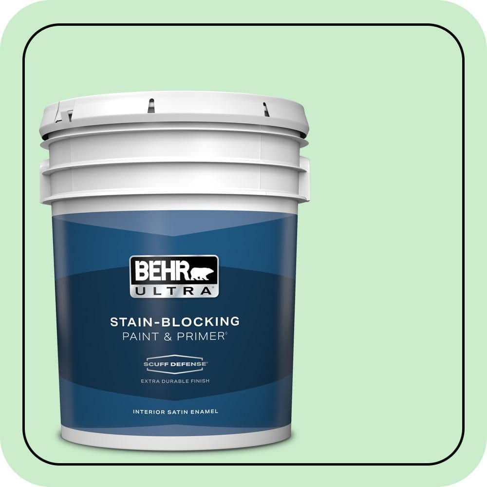 BEHR ULTRA 5 gal. #P390-2 Chilled Mint Extra Durable Satin Enamel Interior Paint & Primer