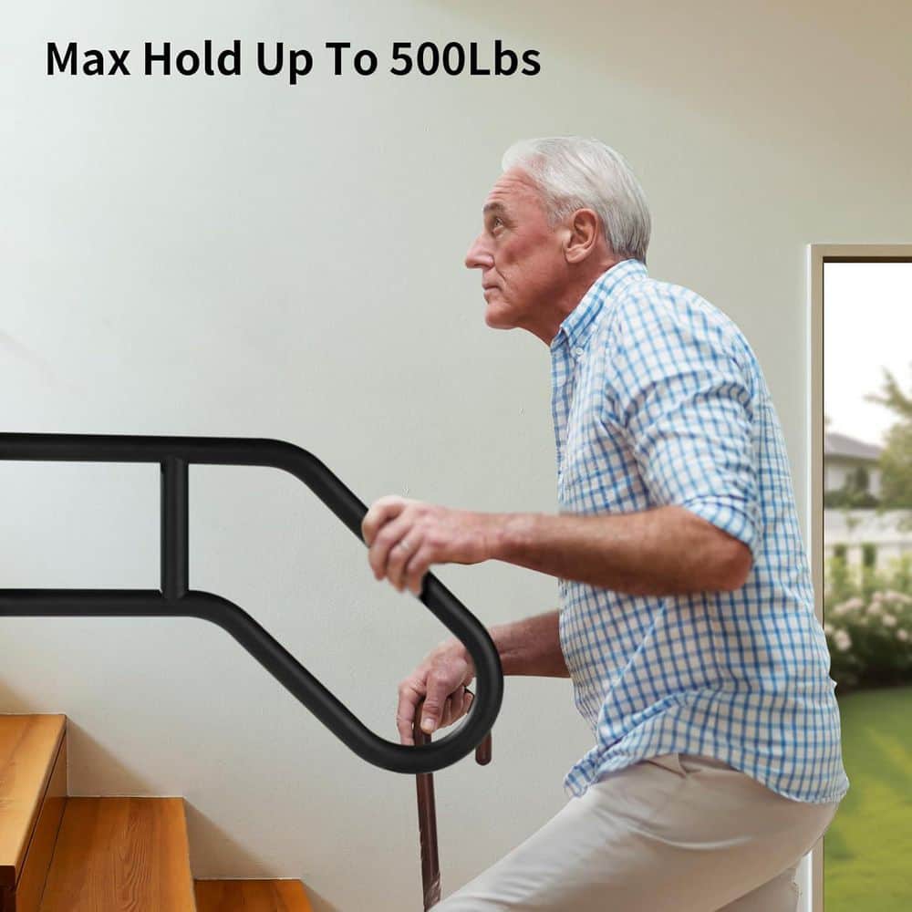 Afoxsos Outdoor Handrail Wall-Mounted U-Shape Safety Handle for Steps Heavy-Duty Stainless Steel Non-Slip Grab Bar (3)