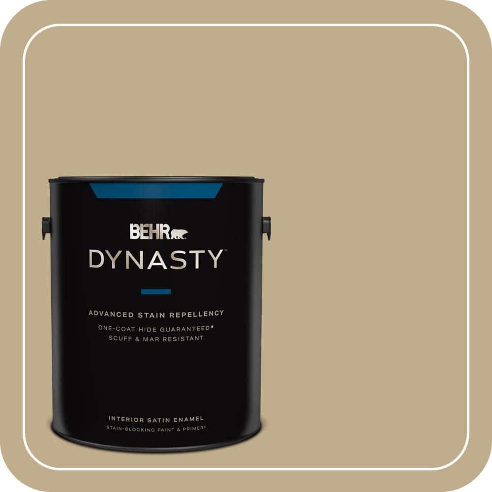 BEHR DYNASTY 1 gal. #PPU7-21 Woven Straw One-Coat Hide Satin Enamel Interior Stain-Blocking Paint and Primer