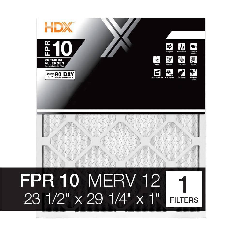 HDX 23.5 in. x 29.25 in. x 1 in. Premium Pleated Air Filter FPR 10, MERV 12