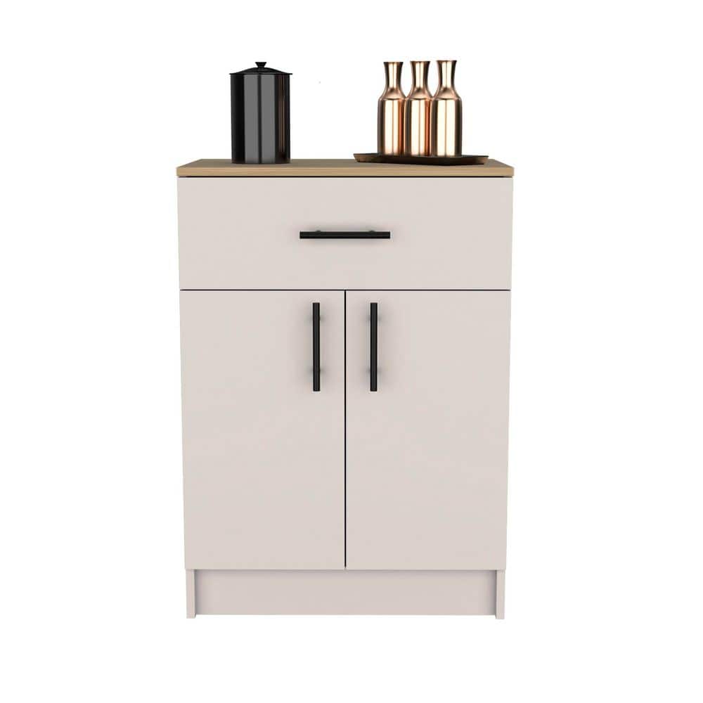 Tahanbath 23.60 in. W x 15.90 in. D x 33.50 in. H Wood Freestanding Linen Cabinet with 1-Drawer and 2-Shelves in Multicolor (1)