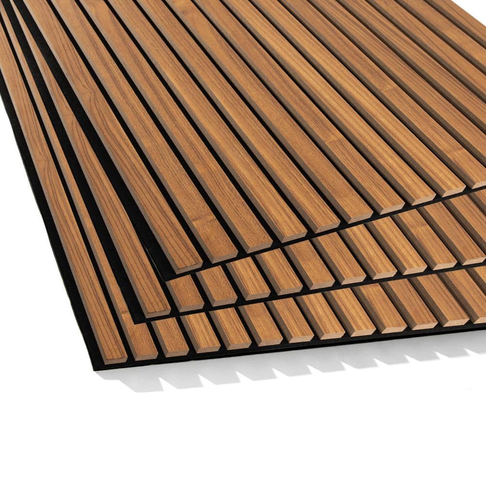 LONGKING 4/5 in. 2 ft. Finished Square Edge Slat MDF Decorative Acoustic /Sound Absorbing Wall Paneling (2)