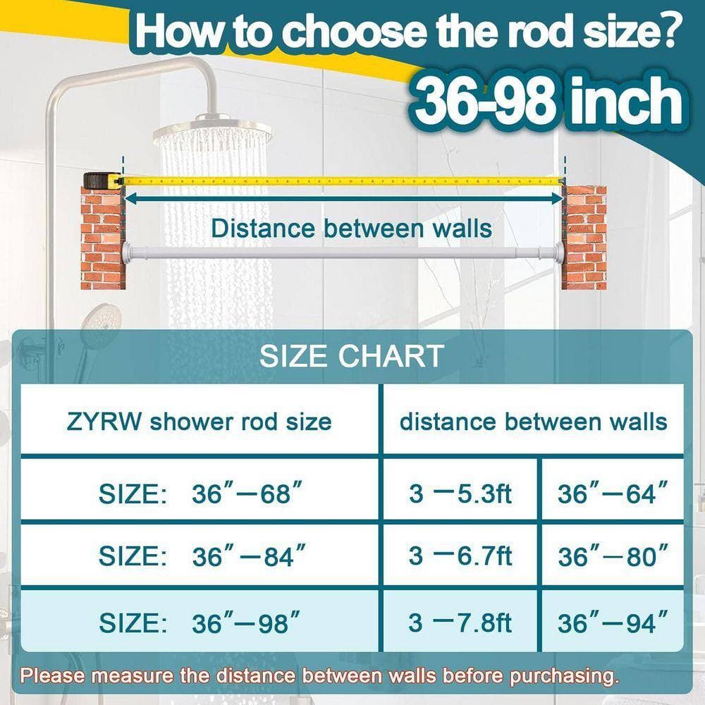 JFVKAF Adjustable White Tension Shower Curtain Rod 17.60 in. L x 3.60 in. W Rust-Free Non Slip Spring Tension Rod for Bathroom (3)
