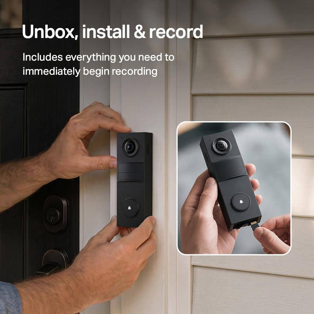 TP-LINK Tapo Smart Live View 2K Battery Powered Video Doorbell , 160° FOV, With SD Card - No Monthly Fees - Black (3)