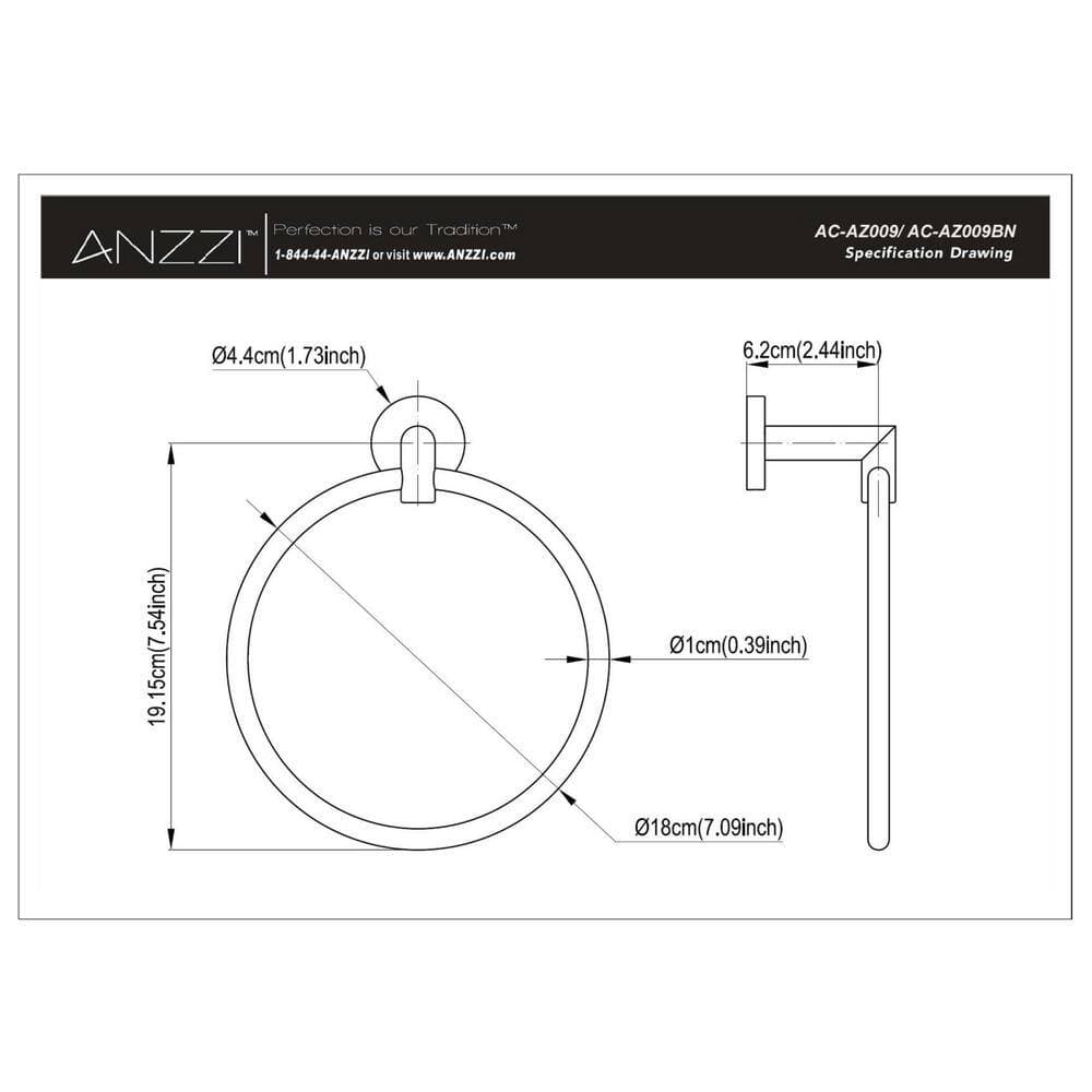 ANZZI Caster 2 Series Towel Ring in Brushed Nickel (3)
