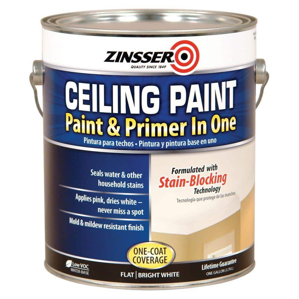 Zinsser 1 gal. Flat Bright White Ceiling Paint and Primer in One (2-Pack)
