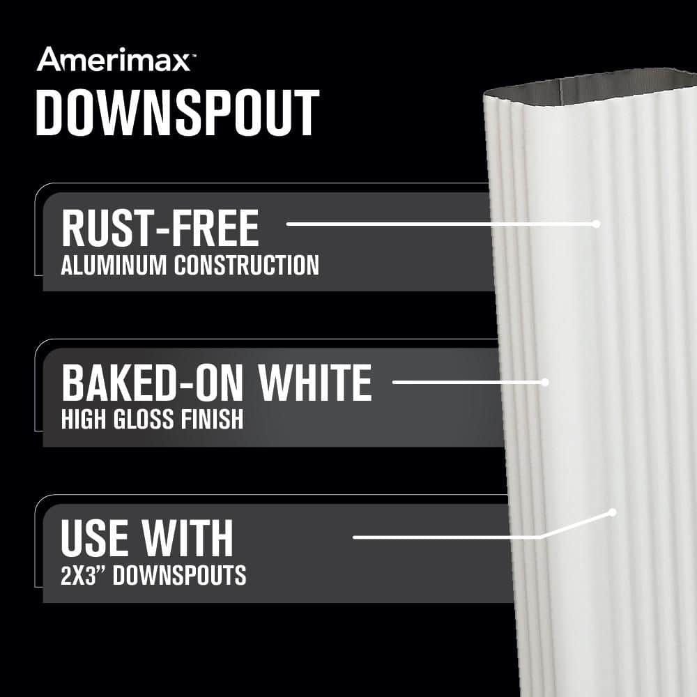 Amerimax Home Products 2 in. x 3 in. x 10 ft. High Gloss 80 Degree White Aluminum Downspout (2)