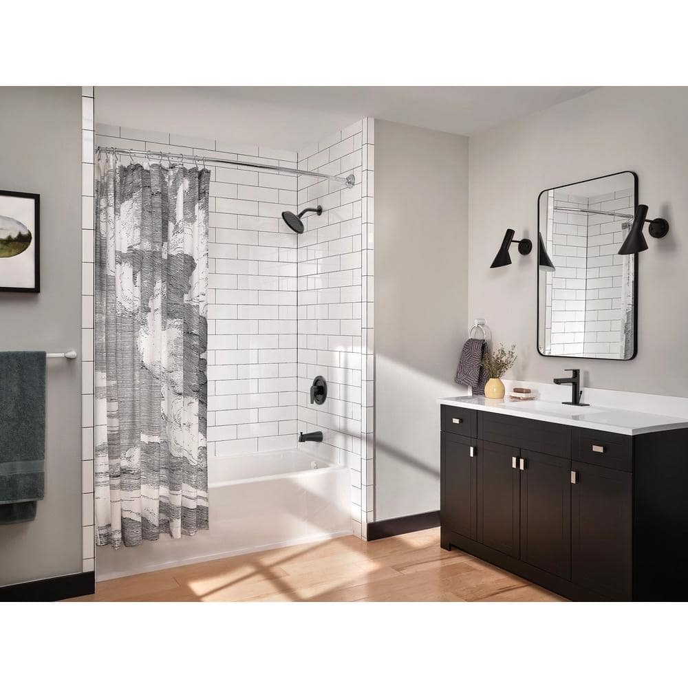 MOEN 54 in. to 72 in. Stainless Steel Adjustable Double Curved Shower Rod in Matte Black (2)