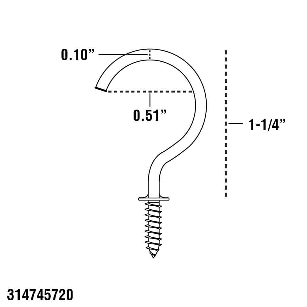 Everbilt Cup Hook 1-1/4 in. x 1-13/16 in. NKL (3)