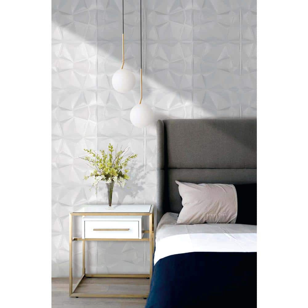 Dundee Deco Falkirk Jura II 28 in. x 28 in. Peel and Stick Off White Diamond PE Foam Decorative Wall Paneling (2)