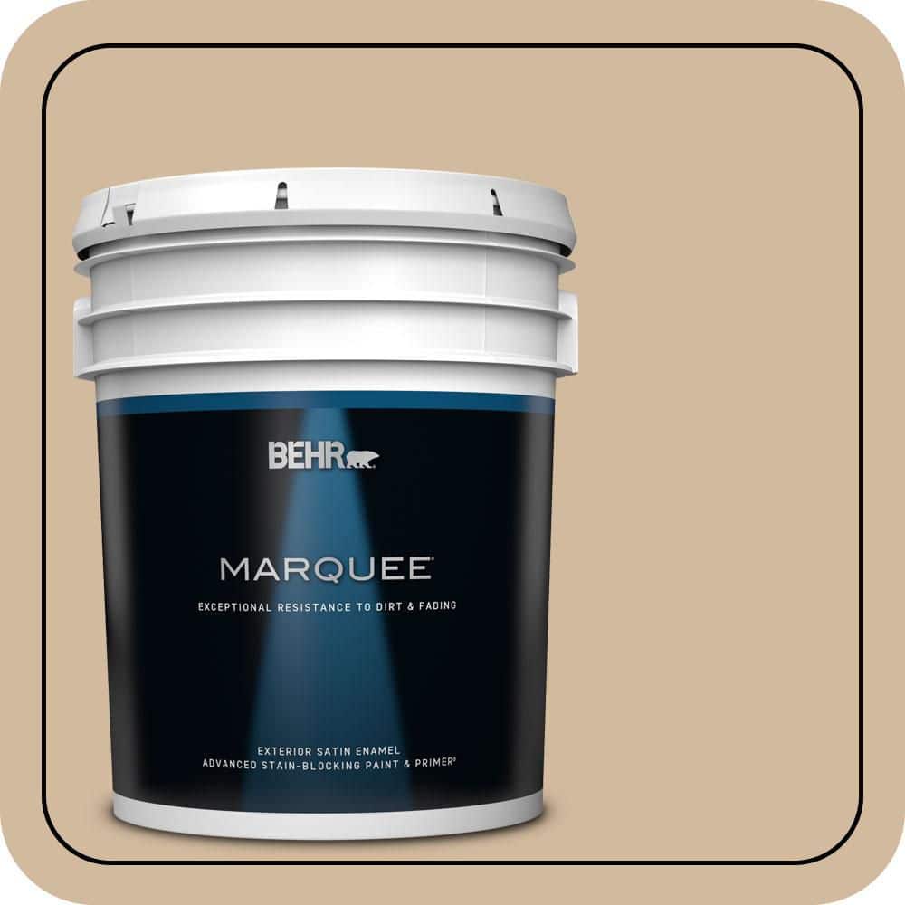 BEHR MARQUEE 5 gal. #S280-3 Practical Tan Satin Enamel Exterior Paint & Primer
