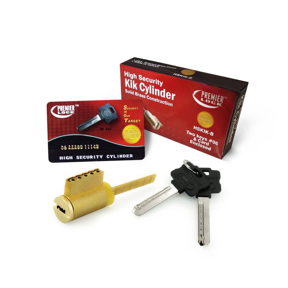 Premier Lock 1-1/8 in. High Security Key in Knob Cylinder, Brass Finish (Pack of 4, Keyed Alike) (2)