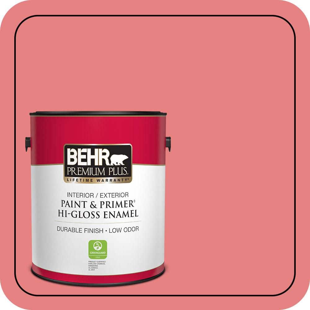 BEHR PREMIUM PLUS 1 gal. #P170-4 Sugar Poppy Hi-Gloss Enamel Interior/Exterior Paint & Primer