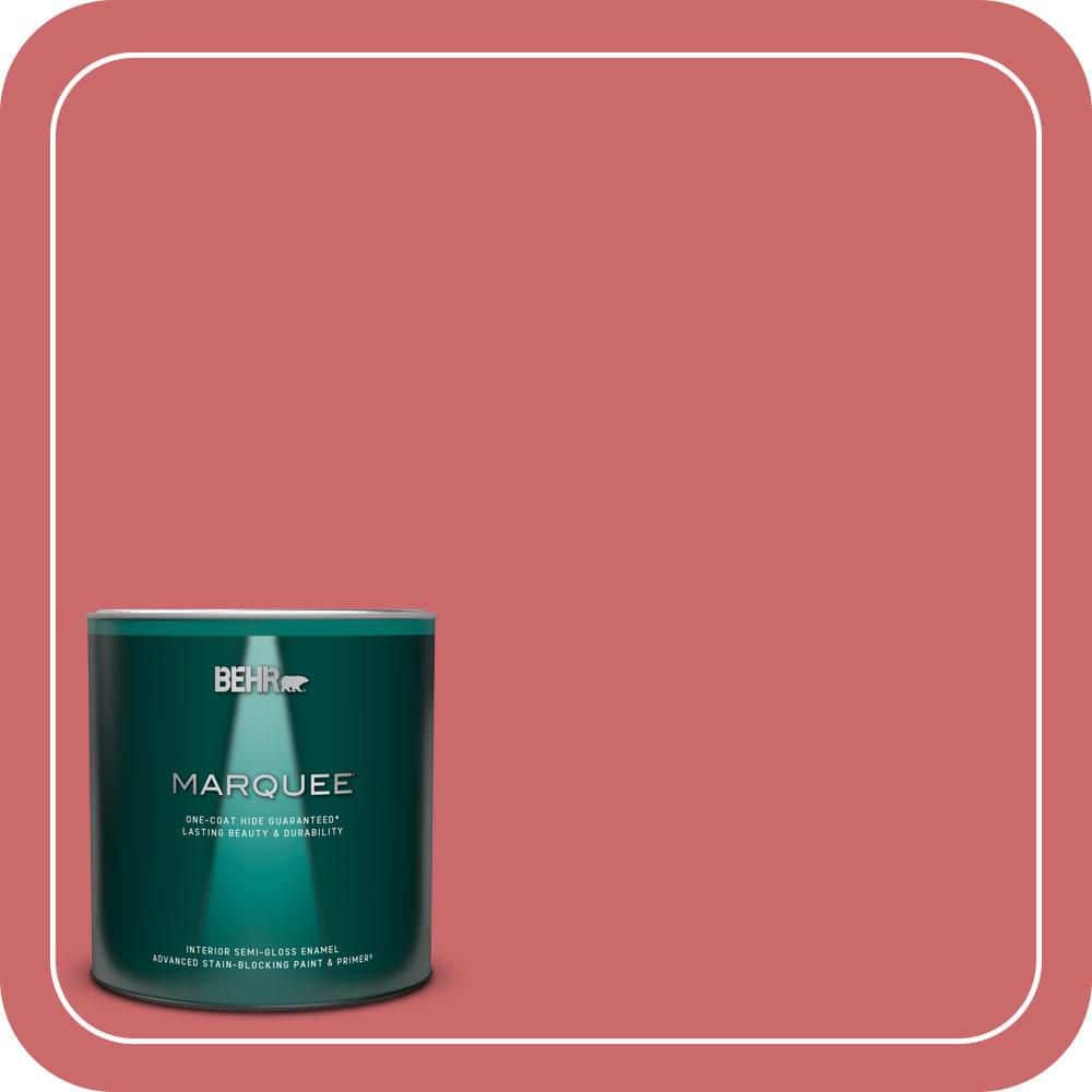 BEHR MARQUEE 1 qt. #MQ4-02 Strawberry Wine One-Coat Hide Semi-Gloss Enamel Interior Paint & Primer