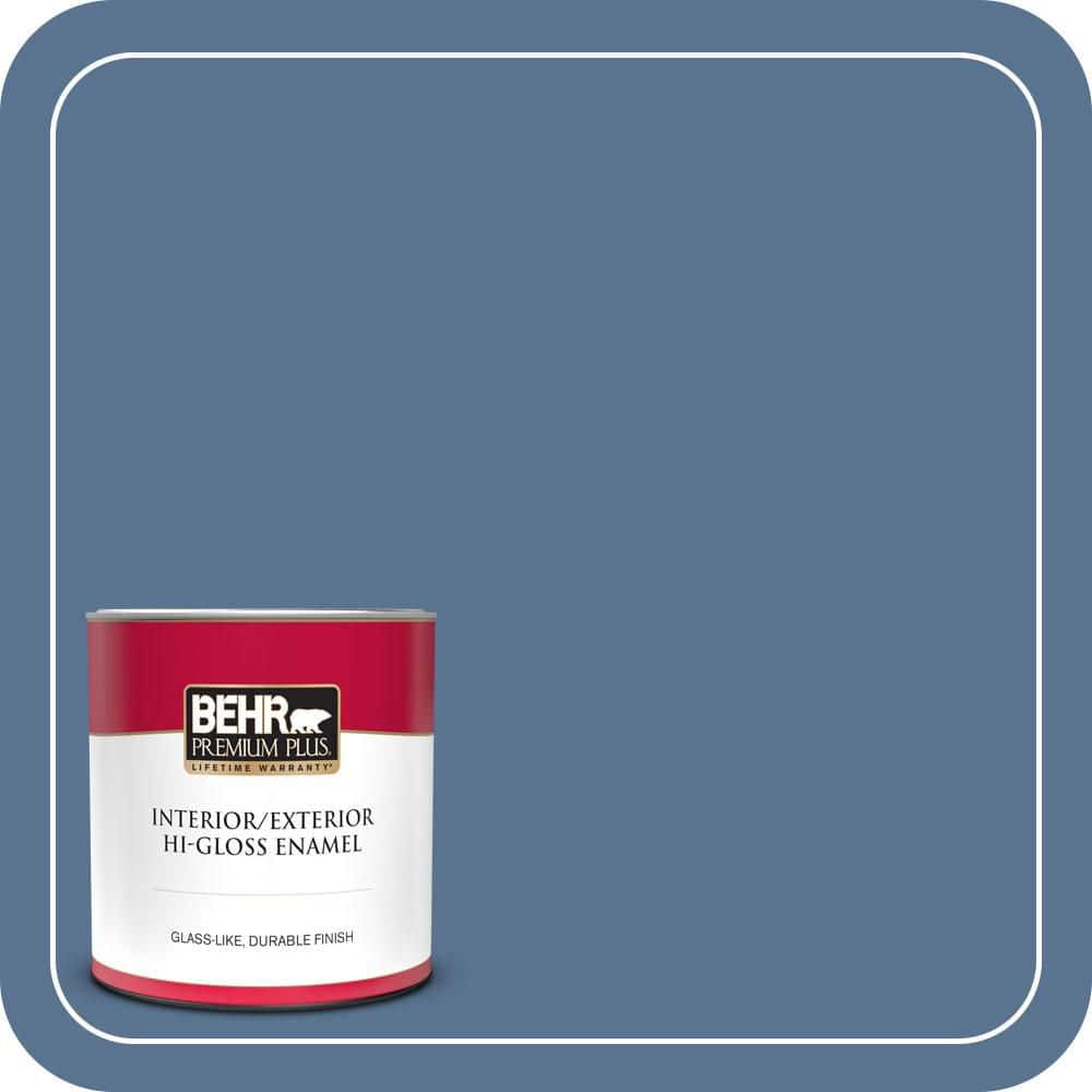 BEHR PREMIUM PLUS 1 qt. #PPU14-18 Laguna Blue Hi-Gloss Enamel Interior/Exterior Paint & Primer