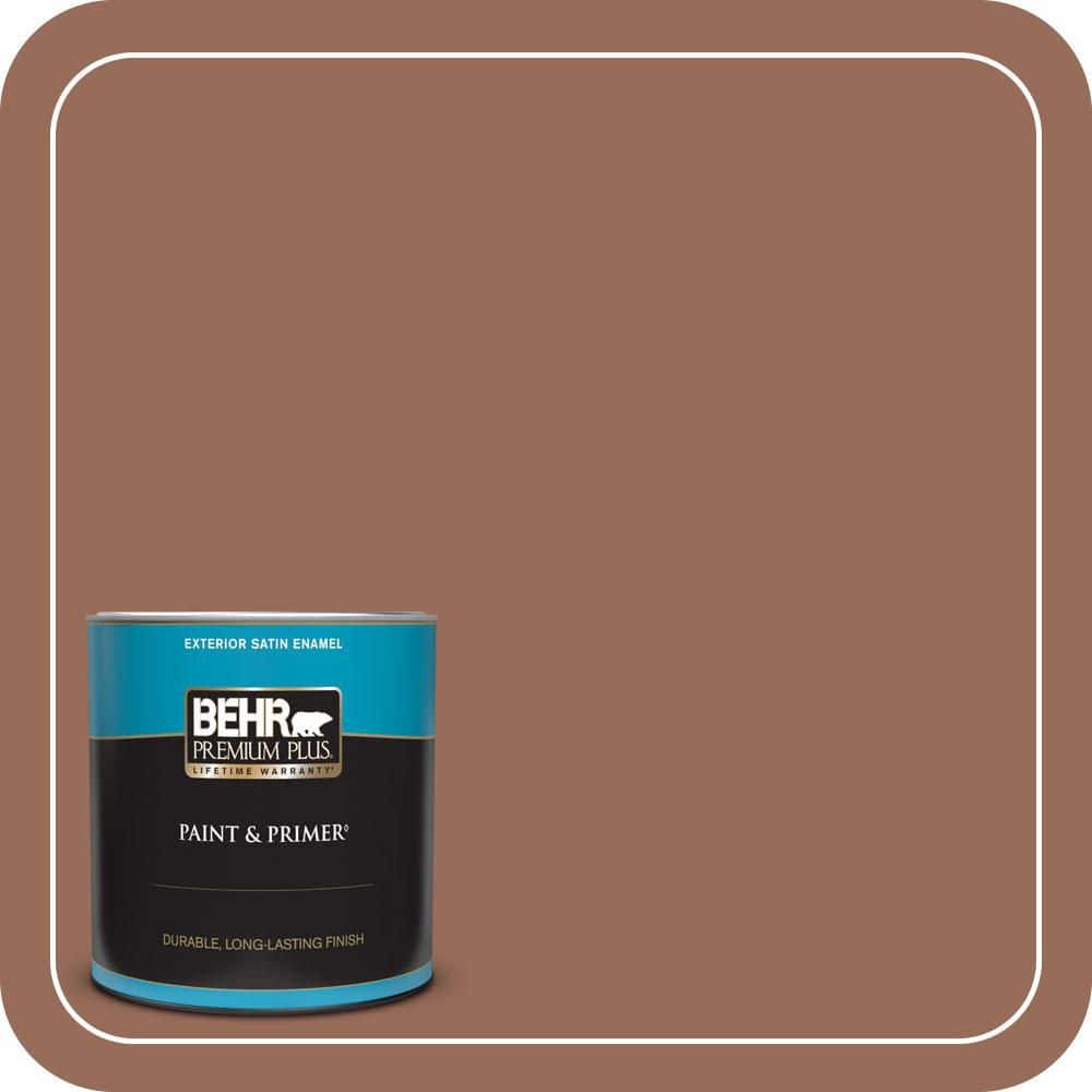 BEHR PREMIUM PLUS 1 qt. #S200-6 Timeless Copper Satin Enamel Exterior Paint & Primer