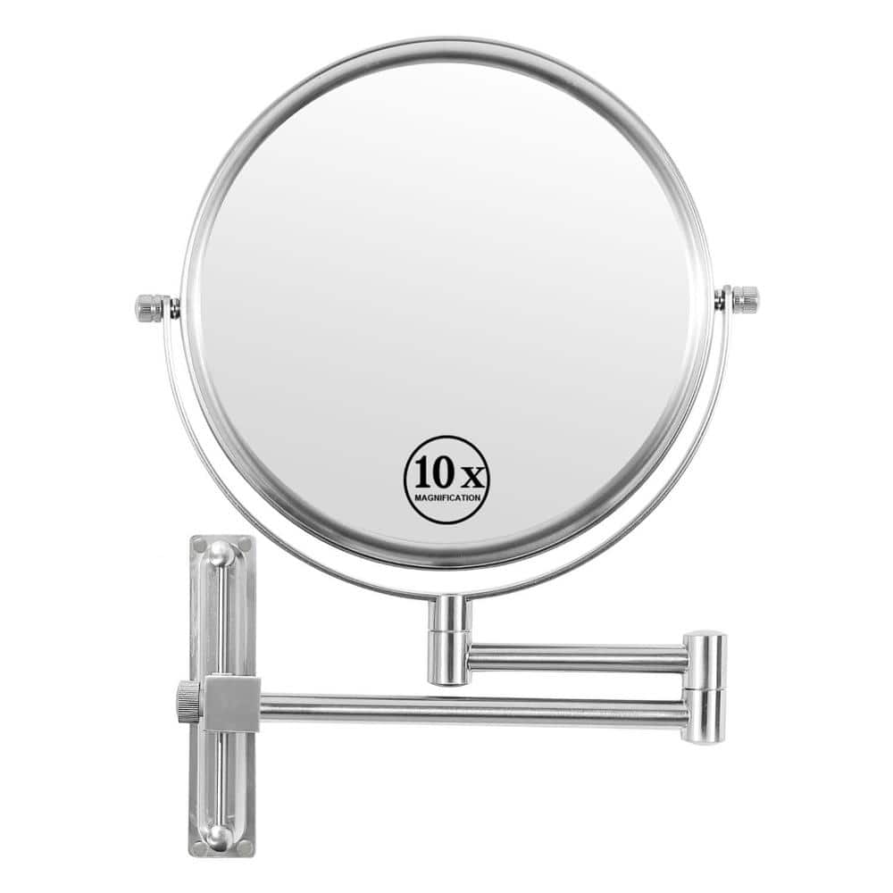 INSEEDE VERRA 8 in. Wall Mounted Makeup Mirror with 1X/10X Magnification, Double-Sided 360° Swivel Vanity Mirror in Chrome