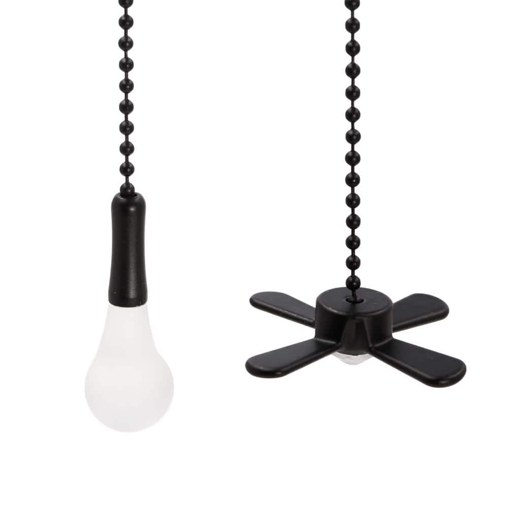Commercial Electric 12 in. Matte Black Light Bulb and Fan Pull Chain Set