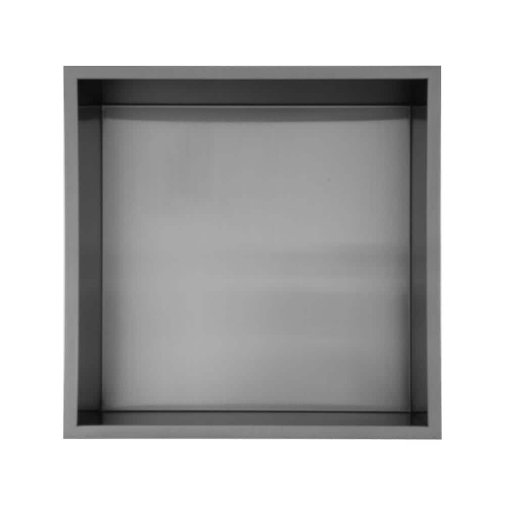 RAINLEX 15 in. W x 15 in. H x 3.94 in. D Stainless Steel Shower Niche (Set of 1) Pieces in Gunmetal Black (2)