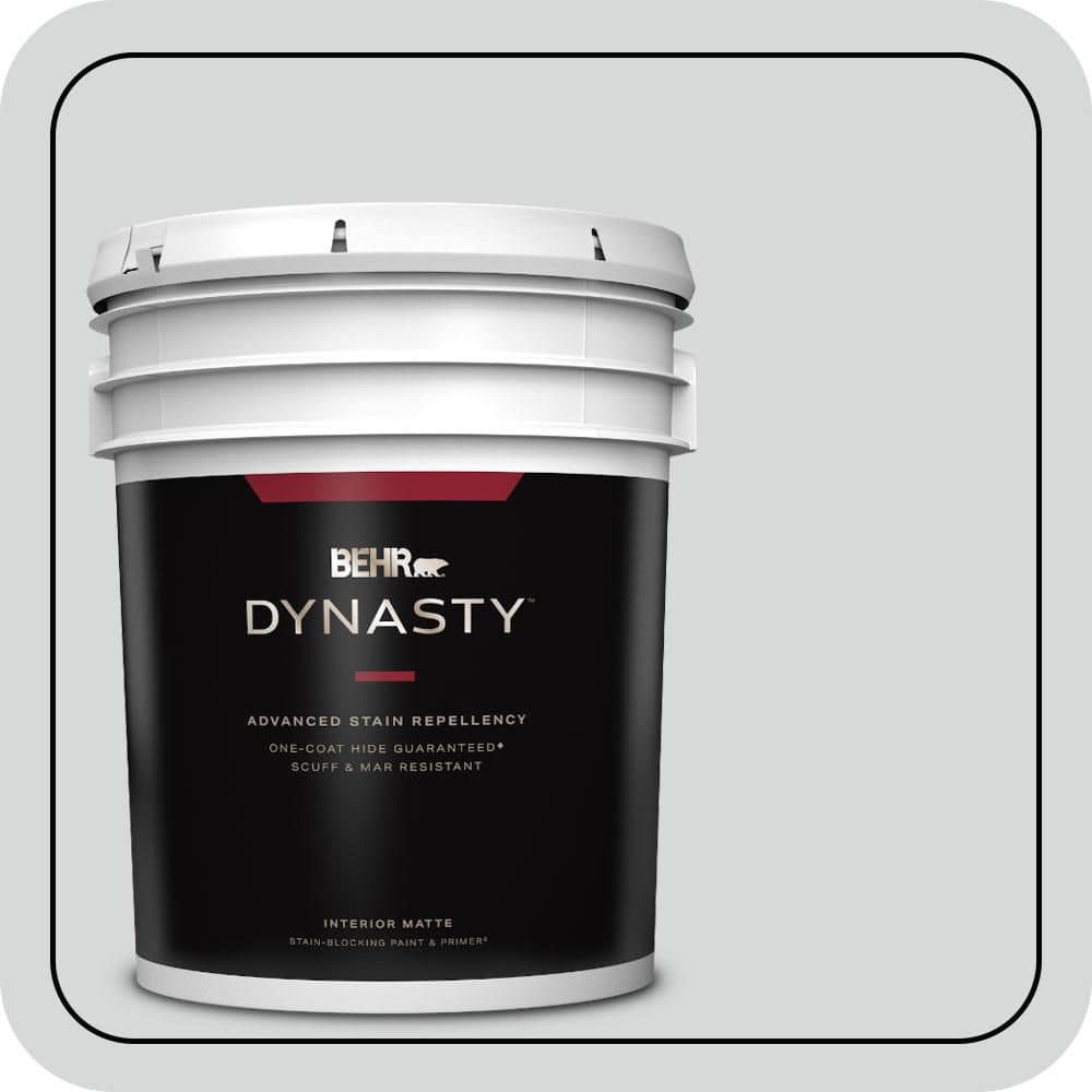 BEHR DYNASTY 5 gal. #MQ3-25 Gray Shimmer One-Coat Hide Matte Interior Stain-Blocking Paint & Primer