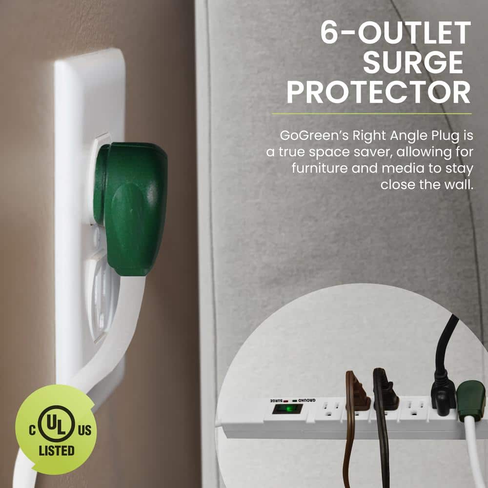 GoGreen Power 6 Outlet Surge Protector w/ 15 ft. Heavy Duty Cord (3)