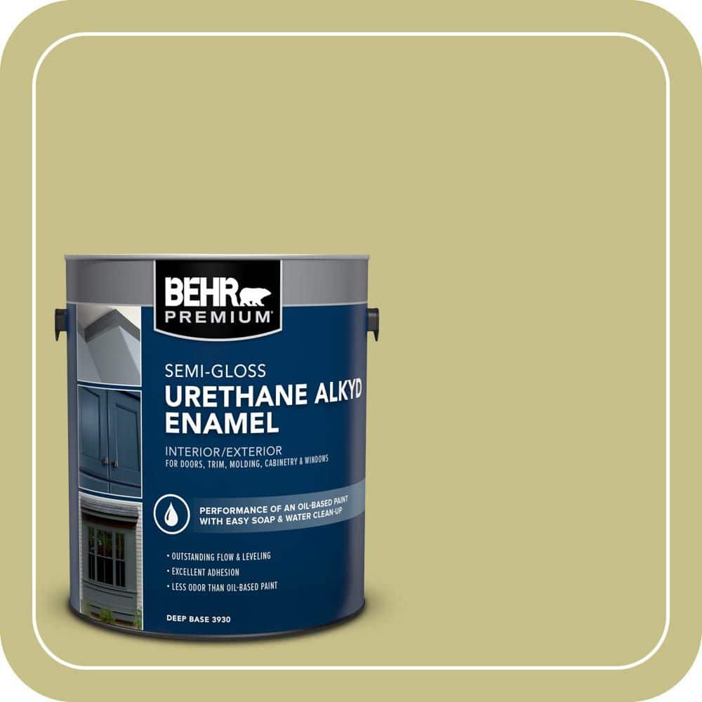 BEHR PREMIUM 1 gal. #PPU9-11 Wheat Grass Urethane Alkyd Semi-Gloss Enamel Interior/Exterior Paint (1)