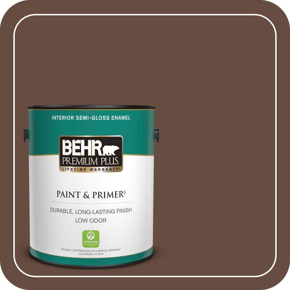 BEHR PREMIUM PLUS 1 gal. #770B-7 Chocolate Sparkle Semi-Gloss Enamel Low Odor Interior Paint & Primer