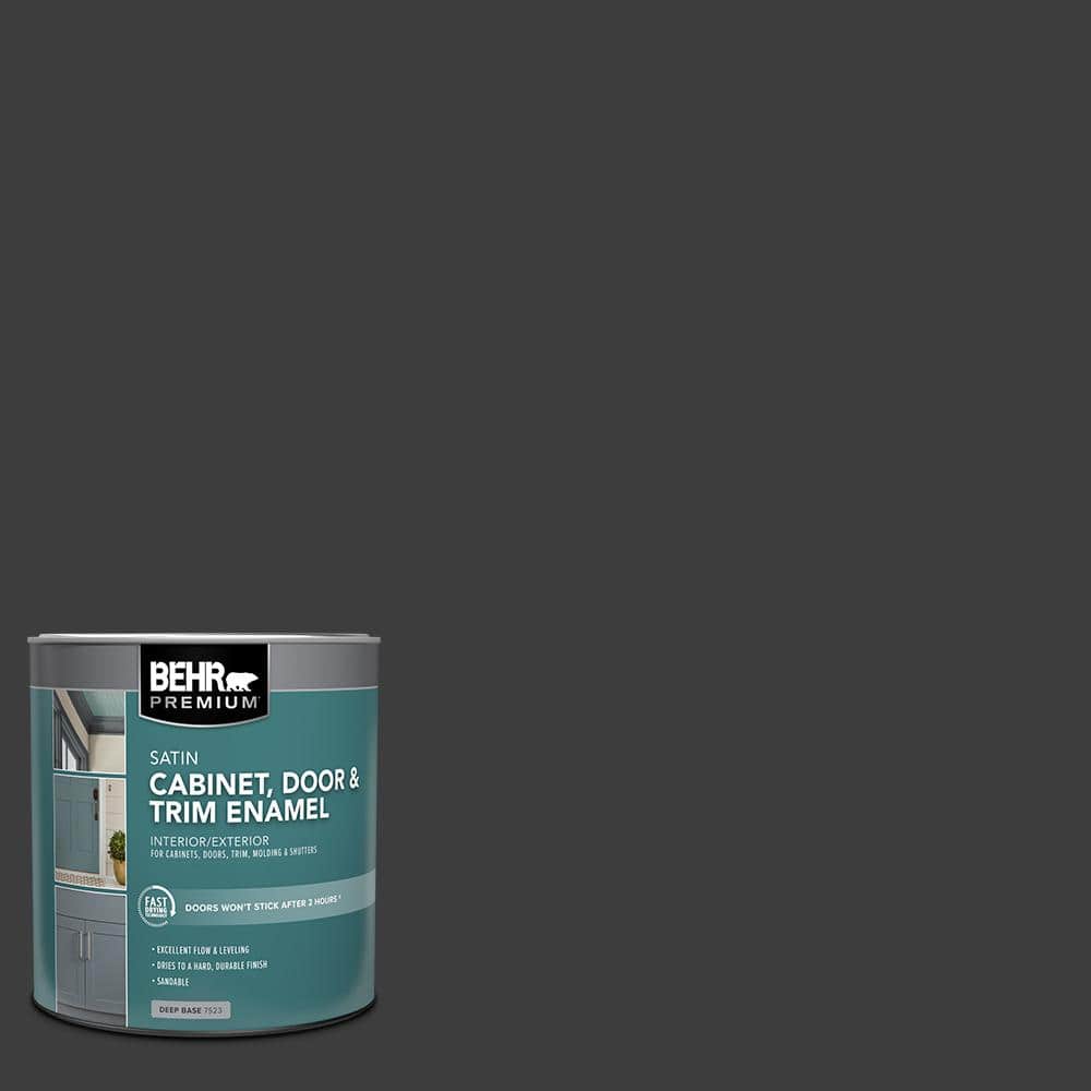 BEHR PREMIUM 1 qt. #PPF-59 Raven Black Satin Enamel Interior/Exterior Cabinet, Door & Trim Paint (1)