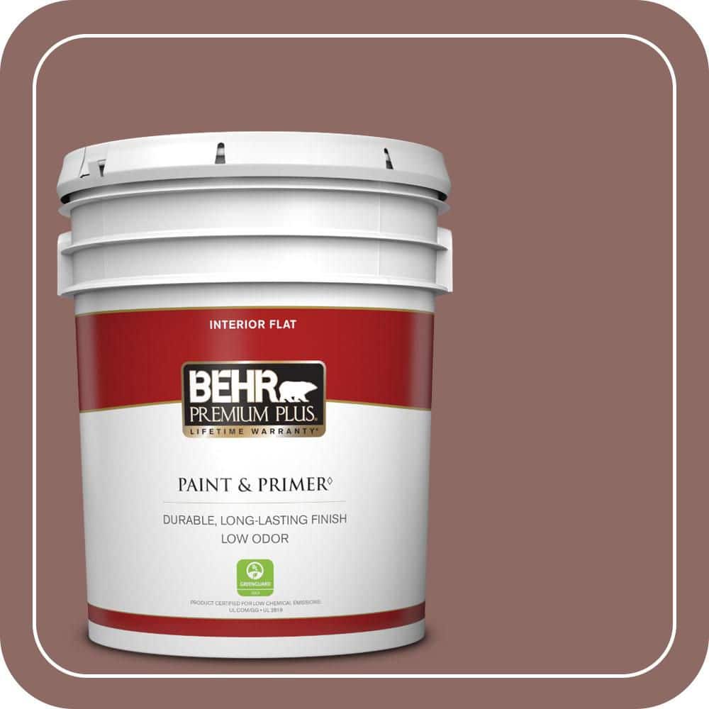 BEHR PREMIUM PLUS 5 gal. #700B-5 Red Stone Flat Low Odor Interior Paint & Primer
