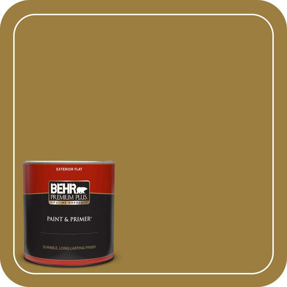 BEHR PREMIUM PLUS 1 qt. #S-H-380 Burnished Bronze Flat Exterior Paint & Primer
