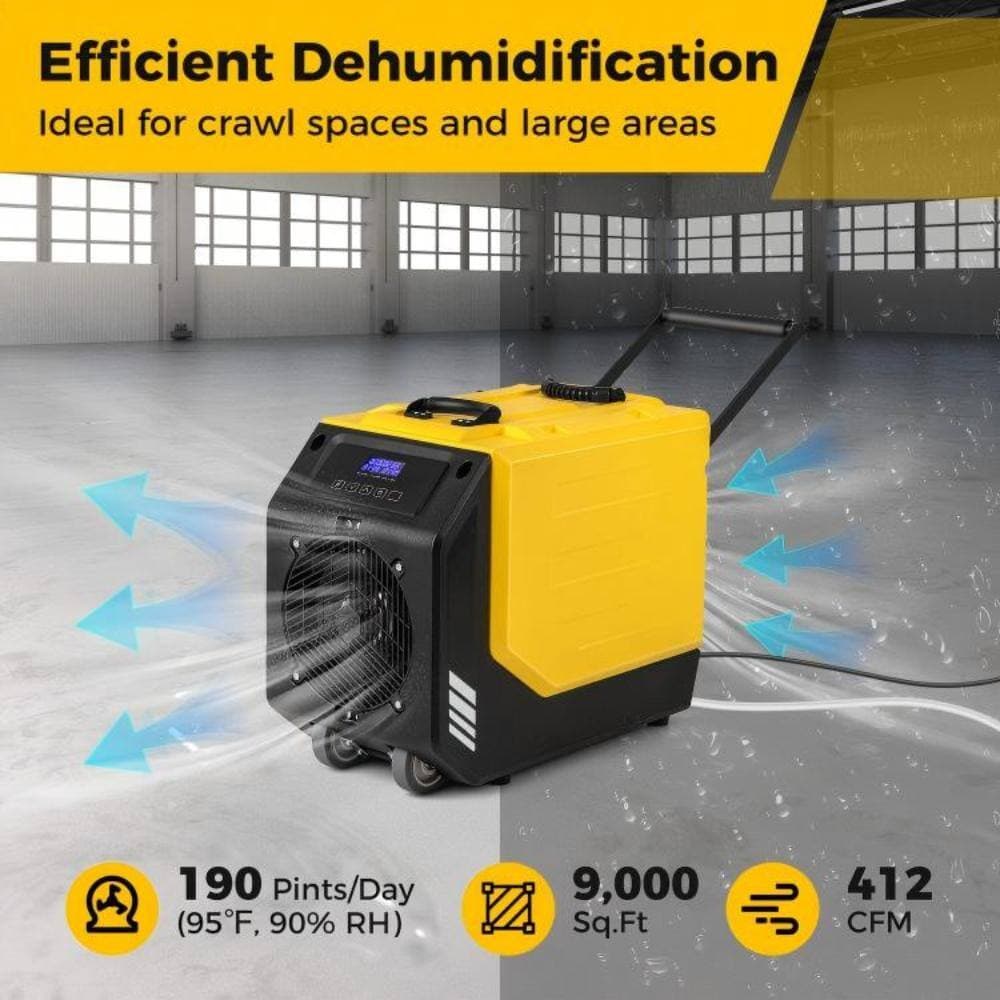 Bunpeony 190 pt. Commercial Dehumidifier for Spaces up to 9,000 sq. ft. with Built-In Pump and 24H Timer in Yellow (2)