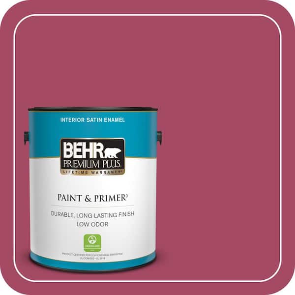 BEHR PREMIUM PLUS #120D-5 Glazed Raspberry Enamel Low Odor & Primer (2)