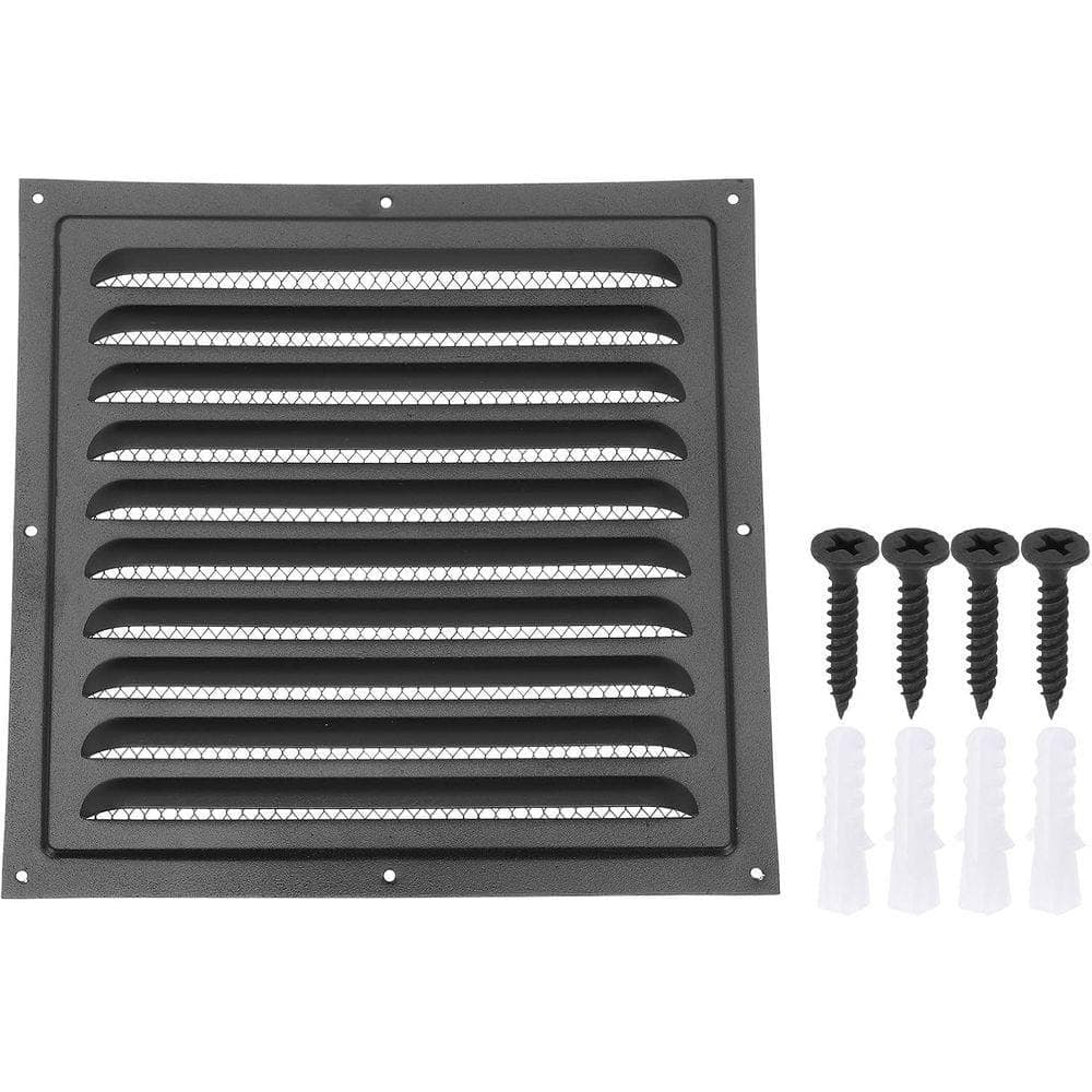 KIWDZFU 10 x 10 Gable Vent Black Stainless Steel Louvered Design with Mesh Cover for Kitchen Bathroom Ventilation (1)