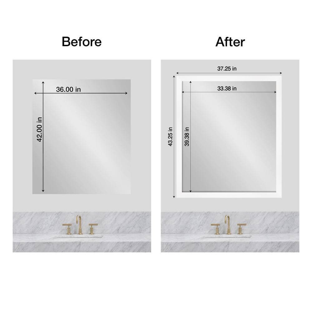 Amanti Art Mirror Makeover Cabinet White Narrow 43.25 in. W x 37.25 in. H Bathroom Mirror Frame Border Kit-Fits a 42 x 36 Mirror (3)