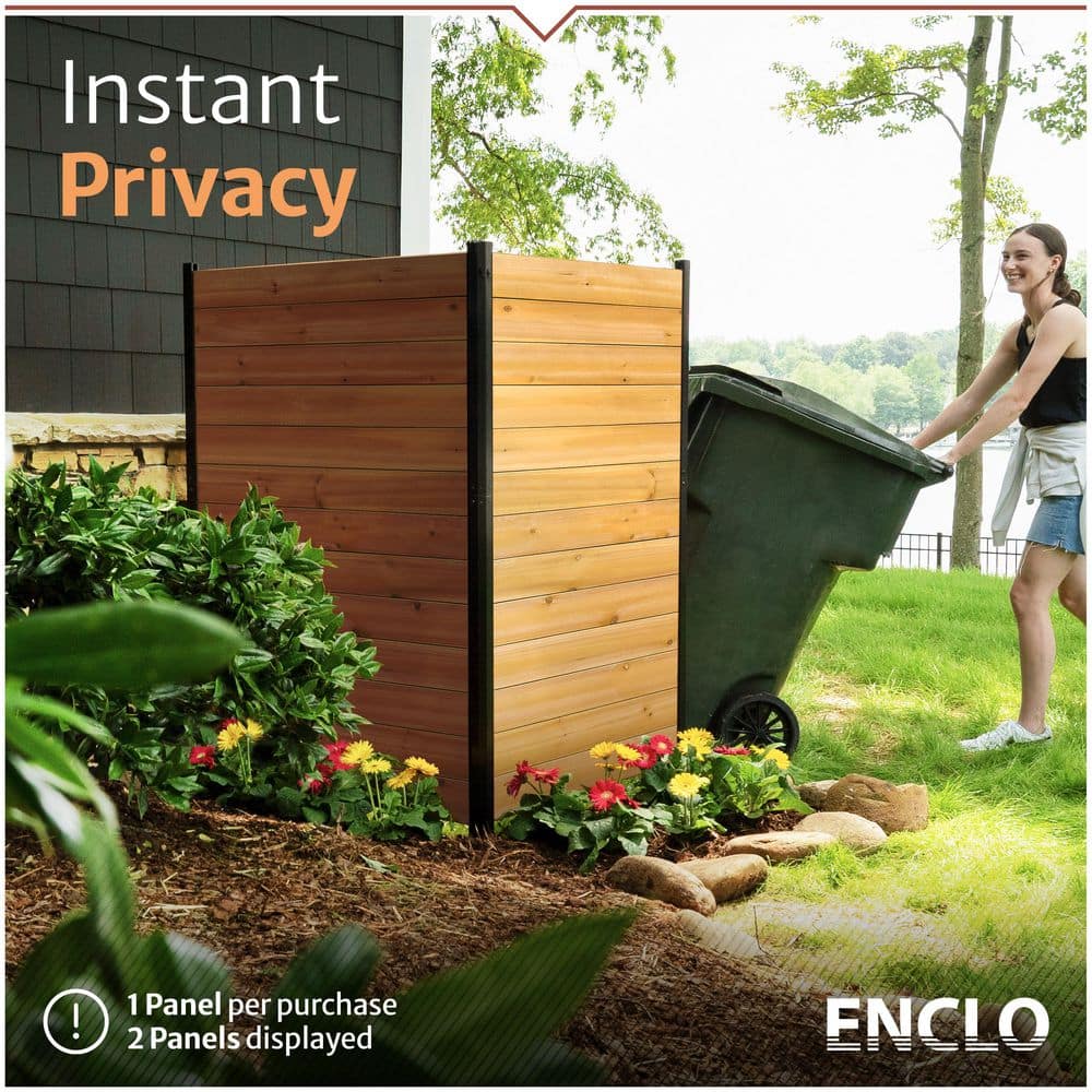 Enclo Privacy Screens Fairmont 5 ft. H x 3.2 ft. W Cedar Wood Solid Panel Flat Top Privacy Fence Screen 1-Panel (3)
