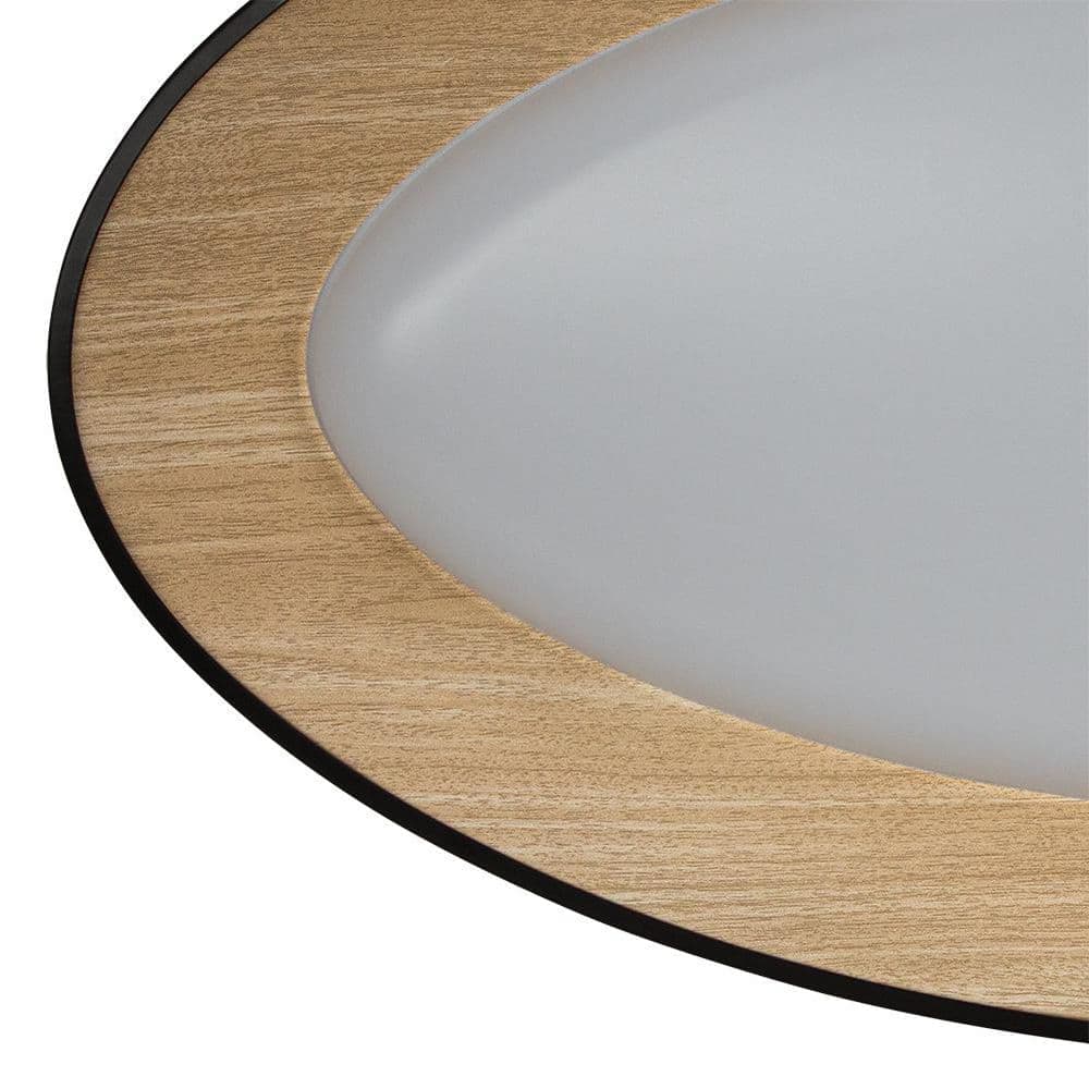 Commercial Electric 32 in. Matte Black White Oak Interior Oval LED Flush Mount Ceiling Light 3000 Lumens 42W Adjustable CCT Dimmable (4)